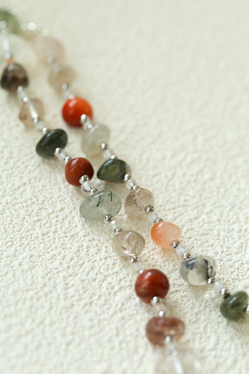 Irregular Colored Crystal Quartz Beaded Necklace gembea jewelry