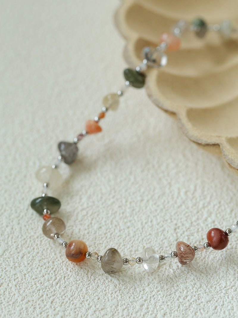 Irregular Colored Crystal Quartz Beaded Necklace gembea jewelry