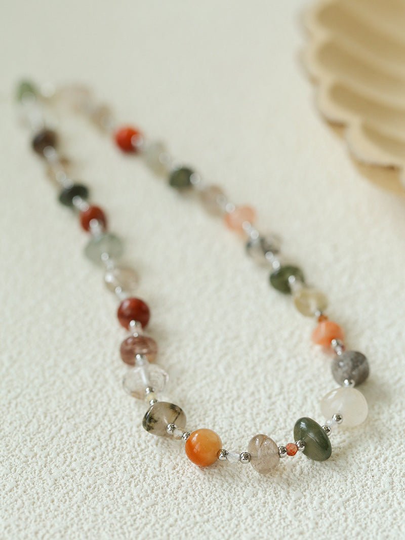 Irregular Colored Crystal Quartz Beaded Necklace gembea jewelry