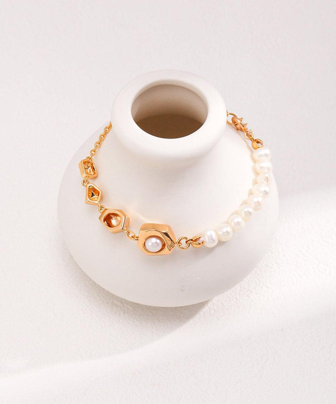 Irregular Diamond Chain and Pearl Bracelets - Gembea Jewelry