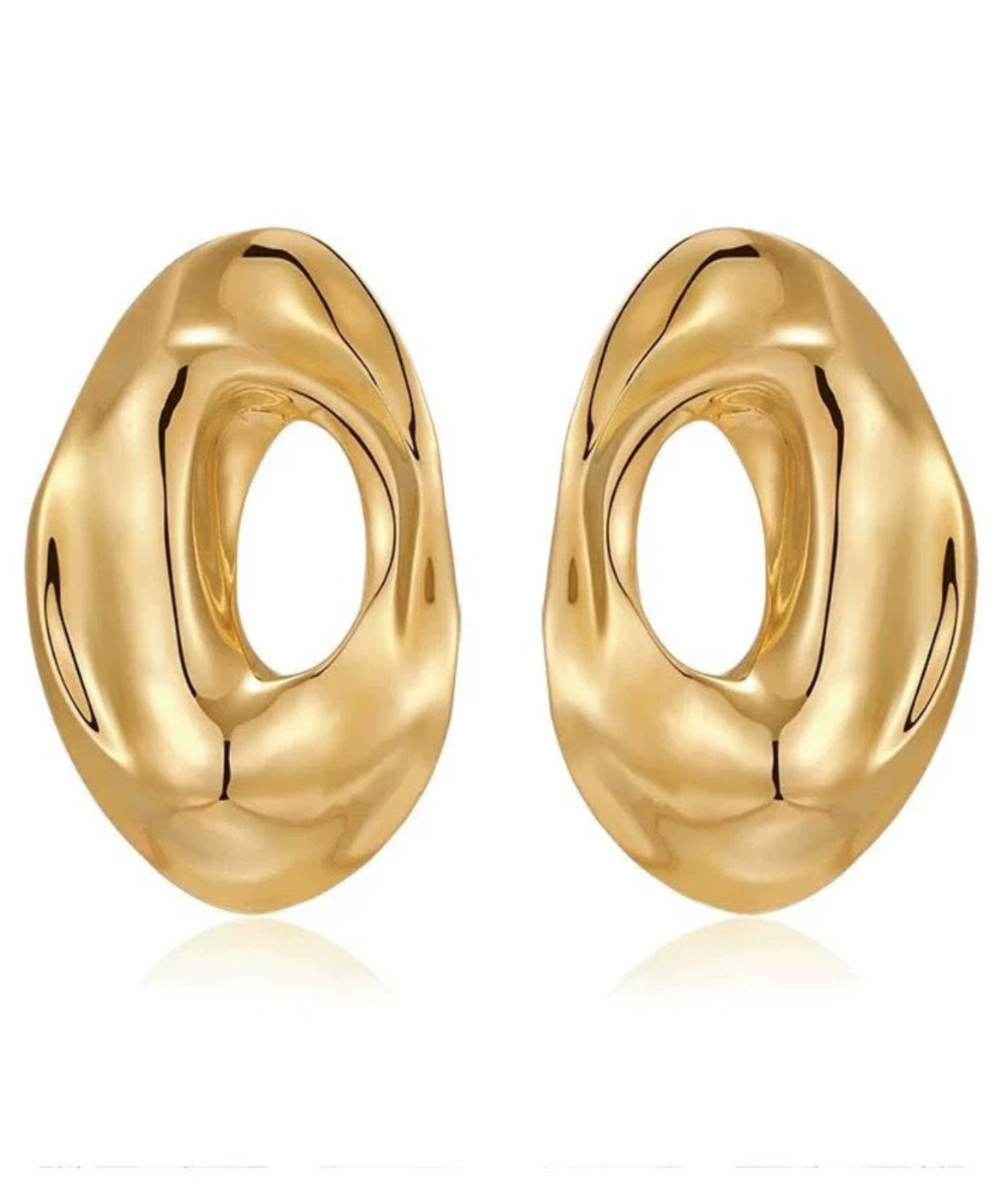 Irregular Geometric Cutout Metal Earrings gembea jewelry