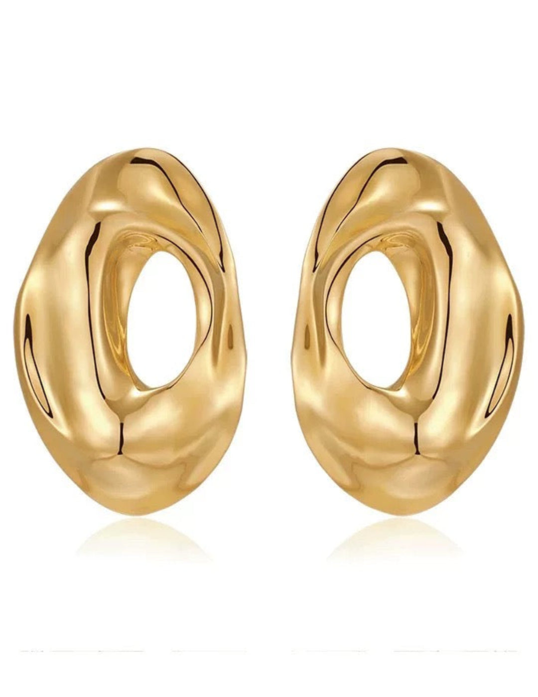 Irregular Geometric Cutout Metal Earrings gembea jewelry