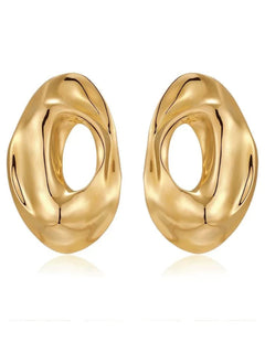 Irregular Geometric Cutout Metal Earrings gembea jewelry