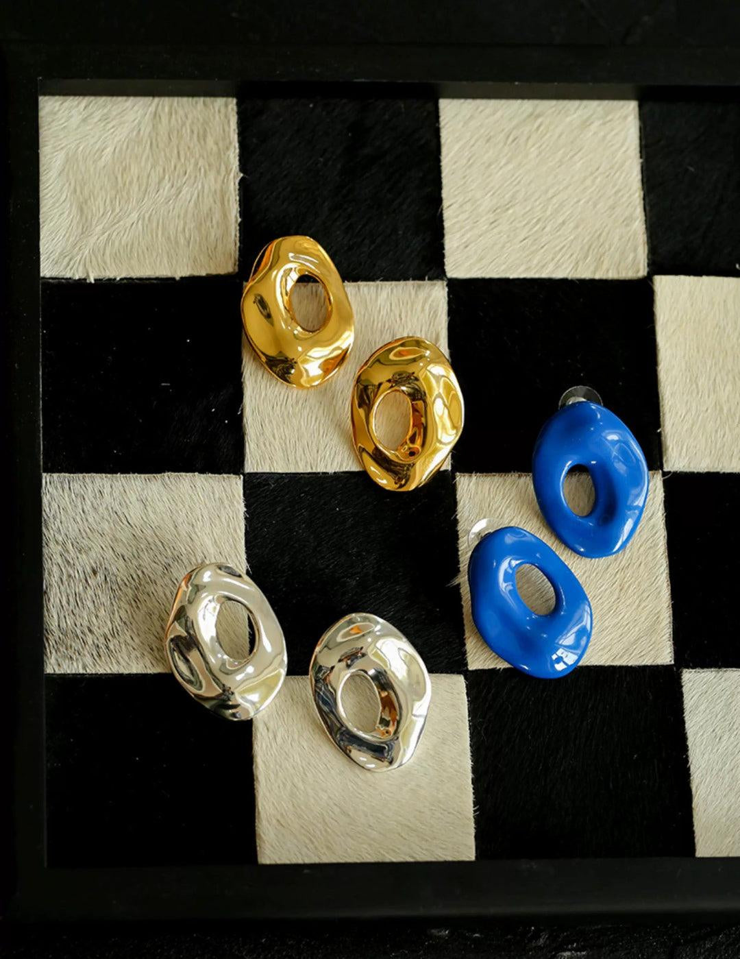 Irregular Geometric Cutout Metal Earrings - Gembea Jewelry