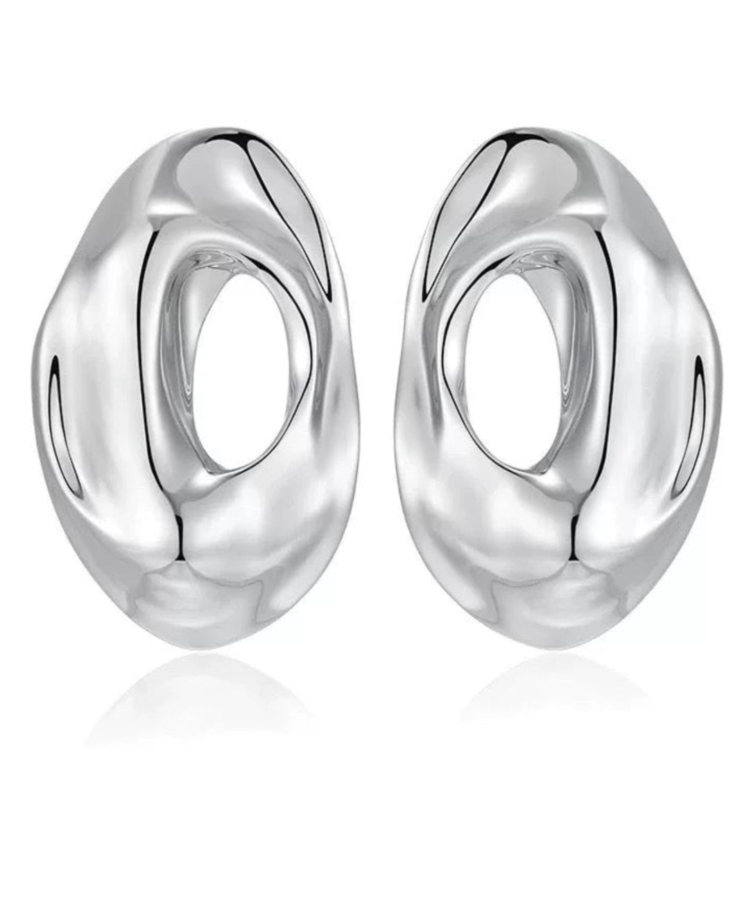 Irregular Geometric Cutout Metal Earrings gembea jewelry