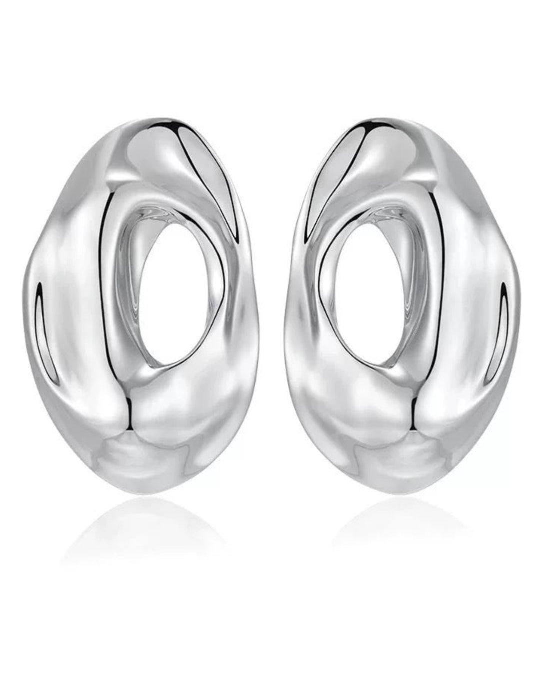 Irregular Geometric Cutout Metal Earrings gembea jewelry
