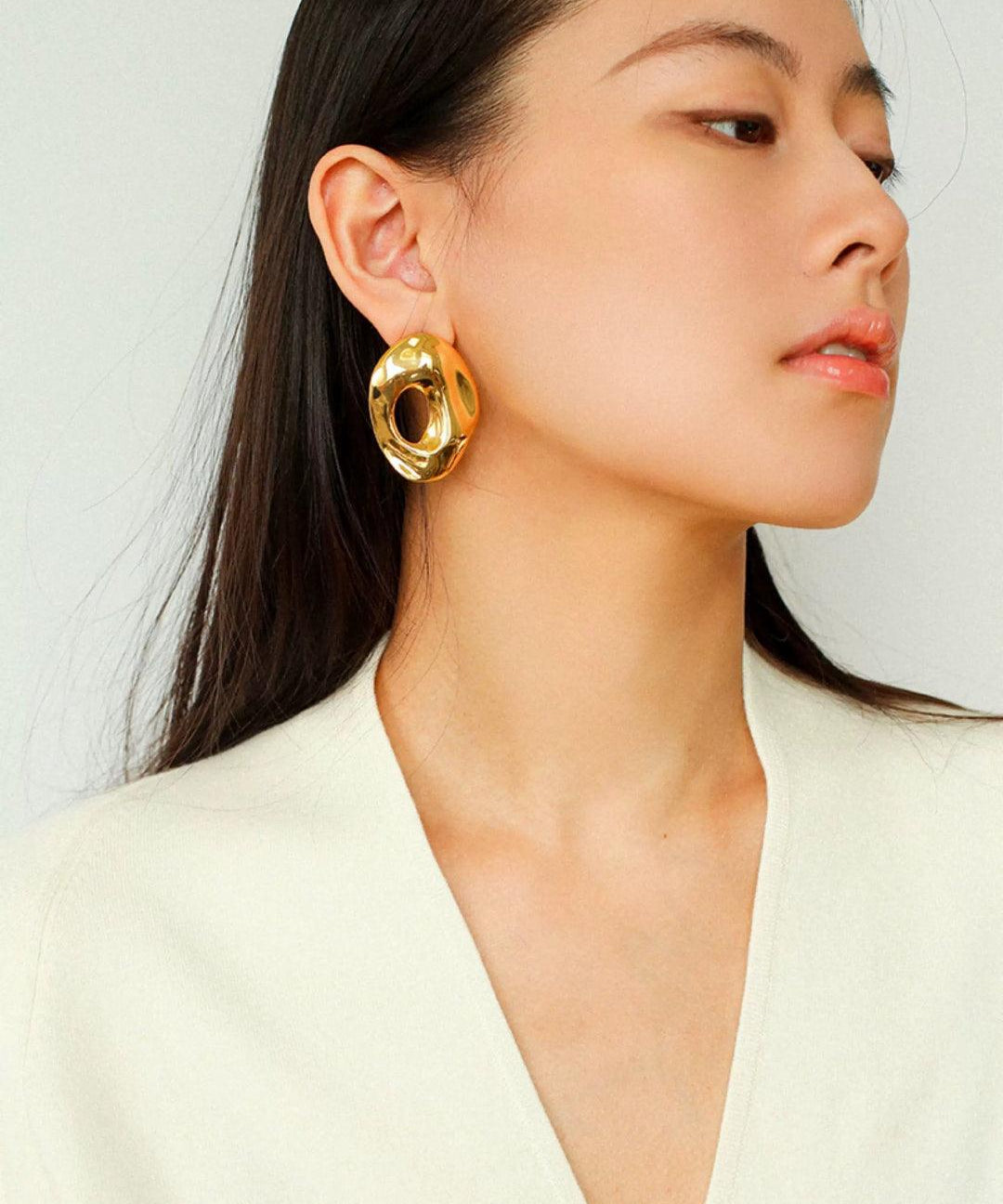 Irregular Geometric Cutout Metal Earrings - Gembea Jewelry
