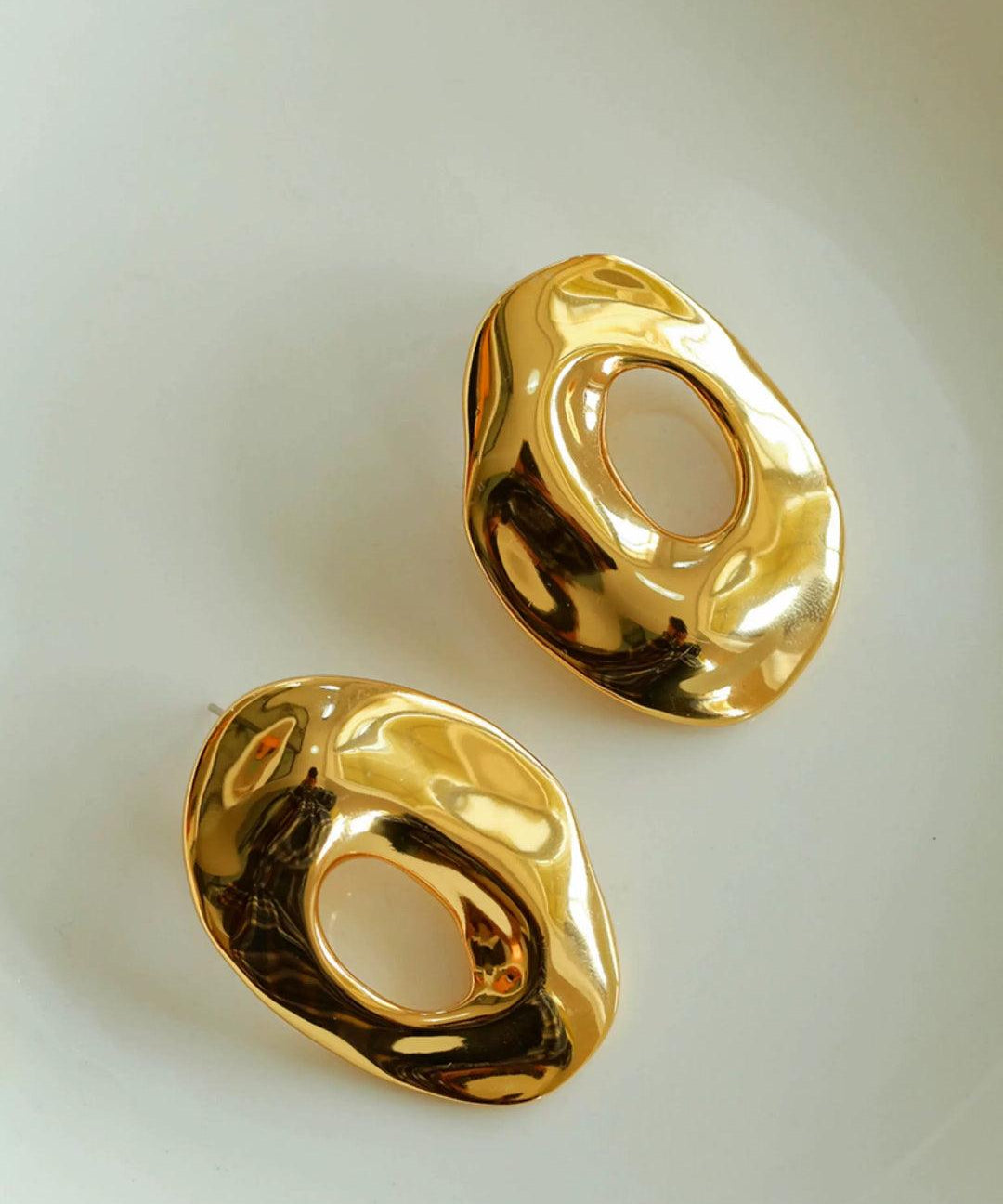 Irregular Geometric Cutout Metal Earrings - Gembea Jewelry