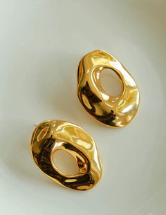 Irregular Geometric Cutout Metal Earrings - Gembea Jewelry