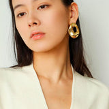 Irregular Geometric Cutout Metal Earrings - Gembea Jewelry