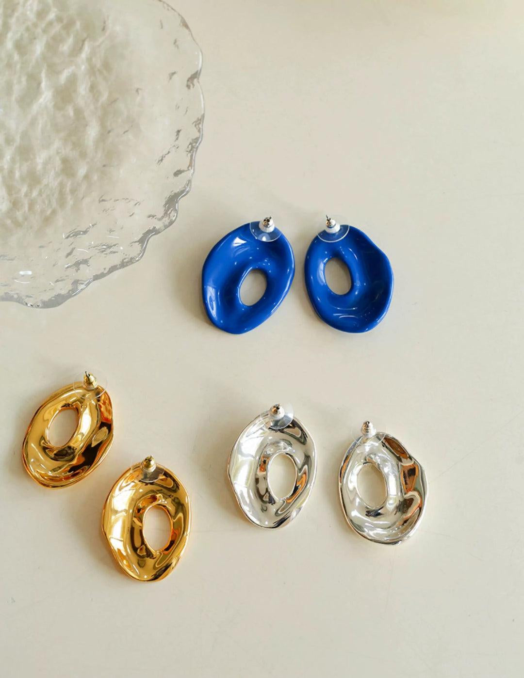 Irregular Geometric Cutout Metal Earrings - Gembea Jewelry
