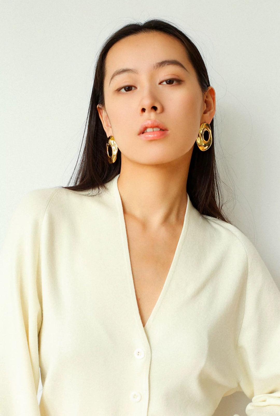 Irregular Geometric Cutout Metal Earrings - Gembea Jewelry