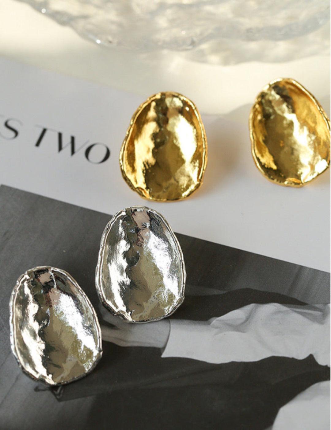 Irregular Geometric Metal Stud Earrings - Gembea Jewelry