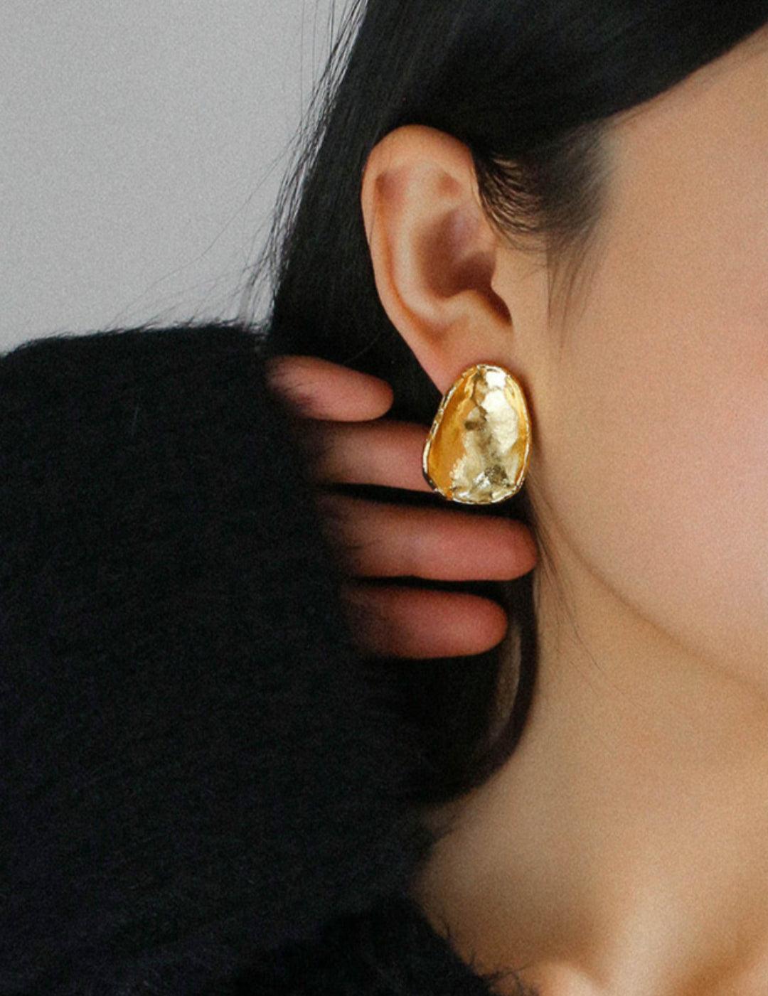 Irregular Geometric Metal Stud Earrings - Gembea Jewelry