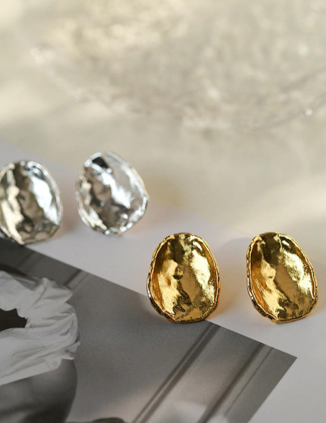 Irregular Geometric Metal Stud Earrings - Gembea Jewelry