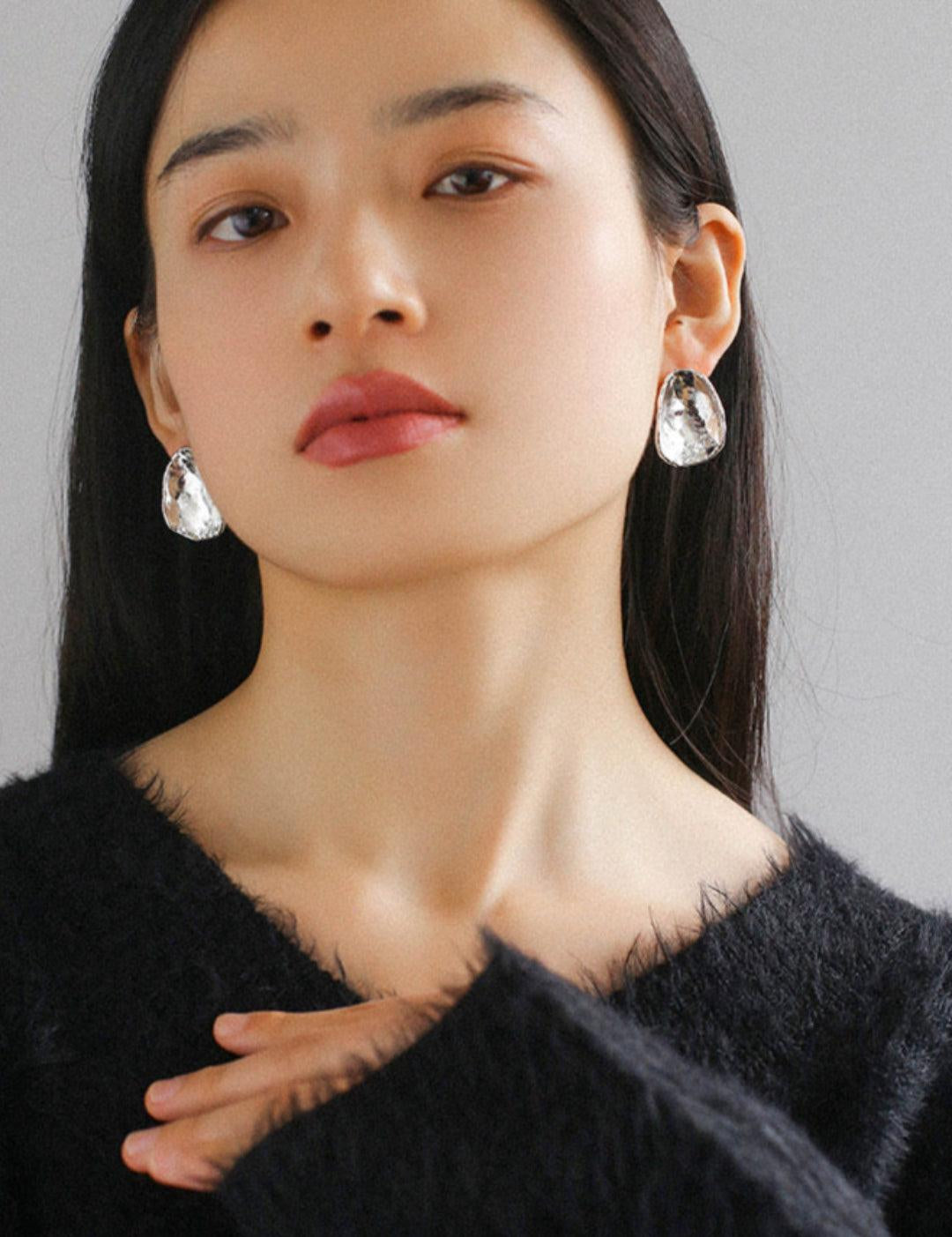 Irregular Geometric Metal Stud Earrings - Gembea Jewelry