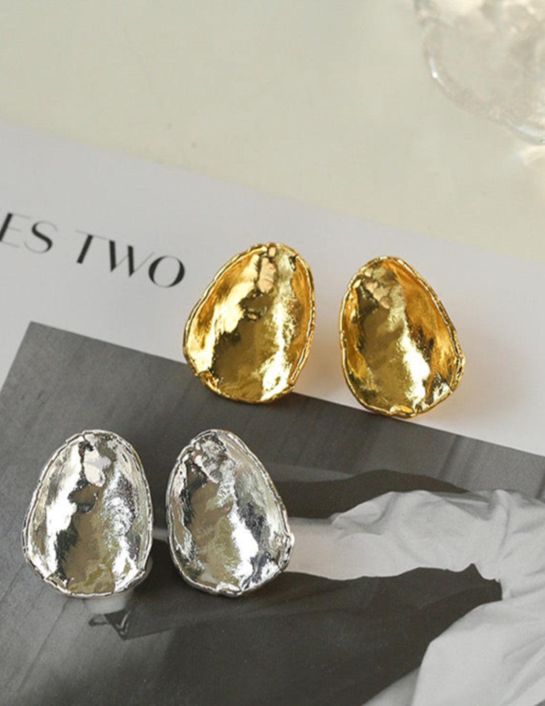 Irregular Geometric Metal Stud Earrings - Gembea Jewelry