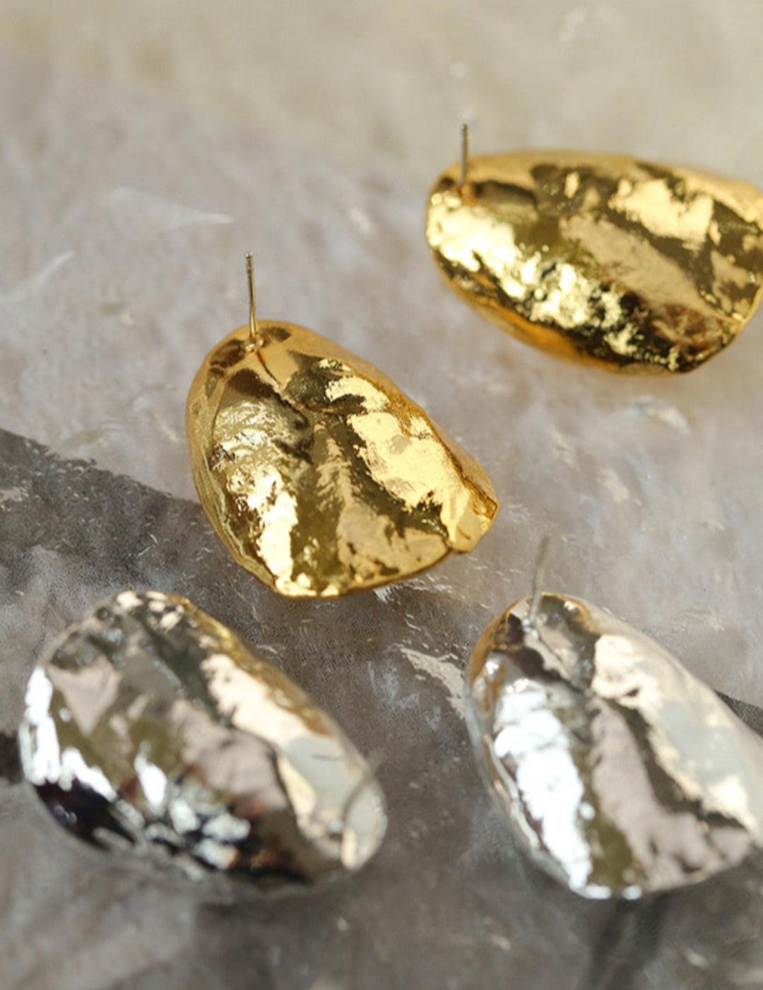 Irregular Geometric Metal Stud Earrings - Gembea Jewelry