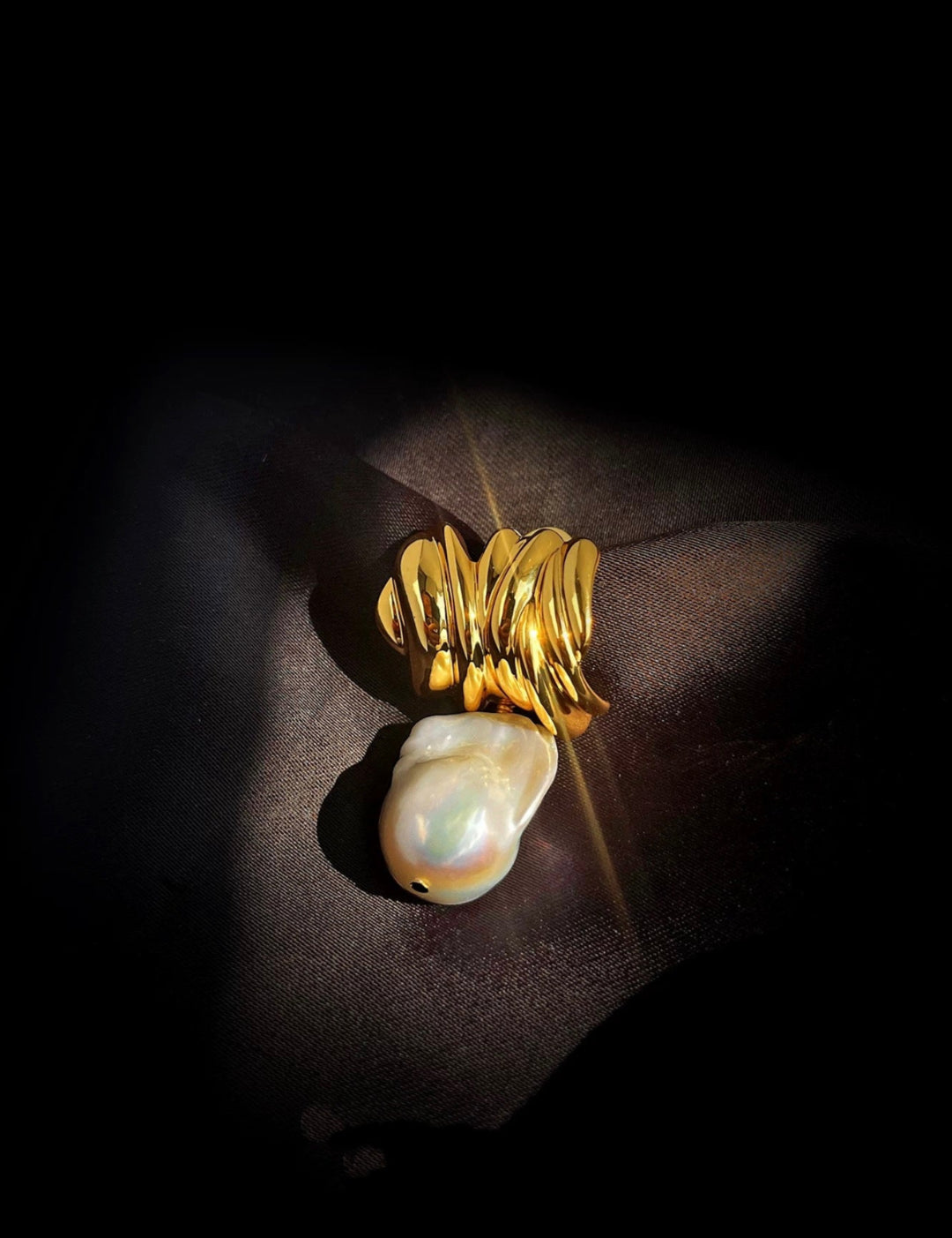 Irregular Geometric Metallic Baroque Pearl Earrings