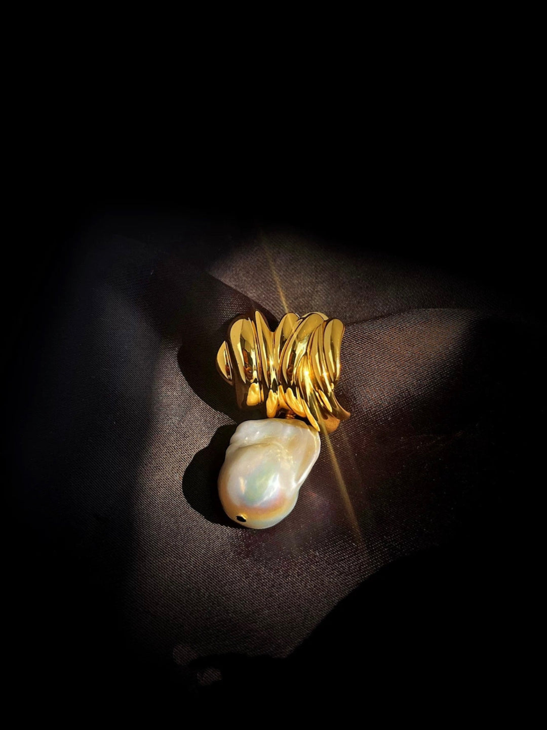 Irregular Geometric Metallic Baroque Pearl Earrings