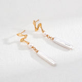 Irregular Long Pendant Pearl Drop Earrings - Gembea Jewelry