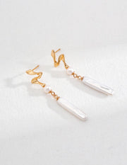 Irregular Long Pendant Pearl Drop Earrings - Gembea Jewelry