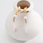 Irregular Long Pendant Pearl Drop Earrings - Gembea Jewelry