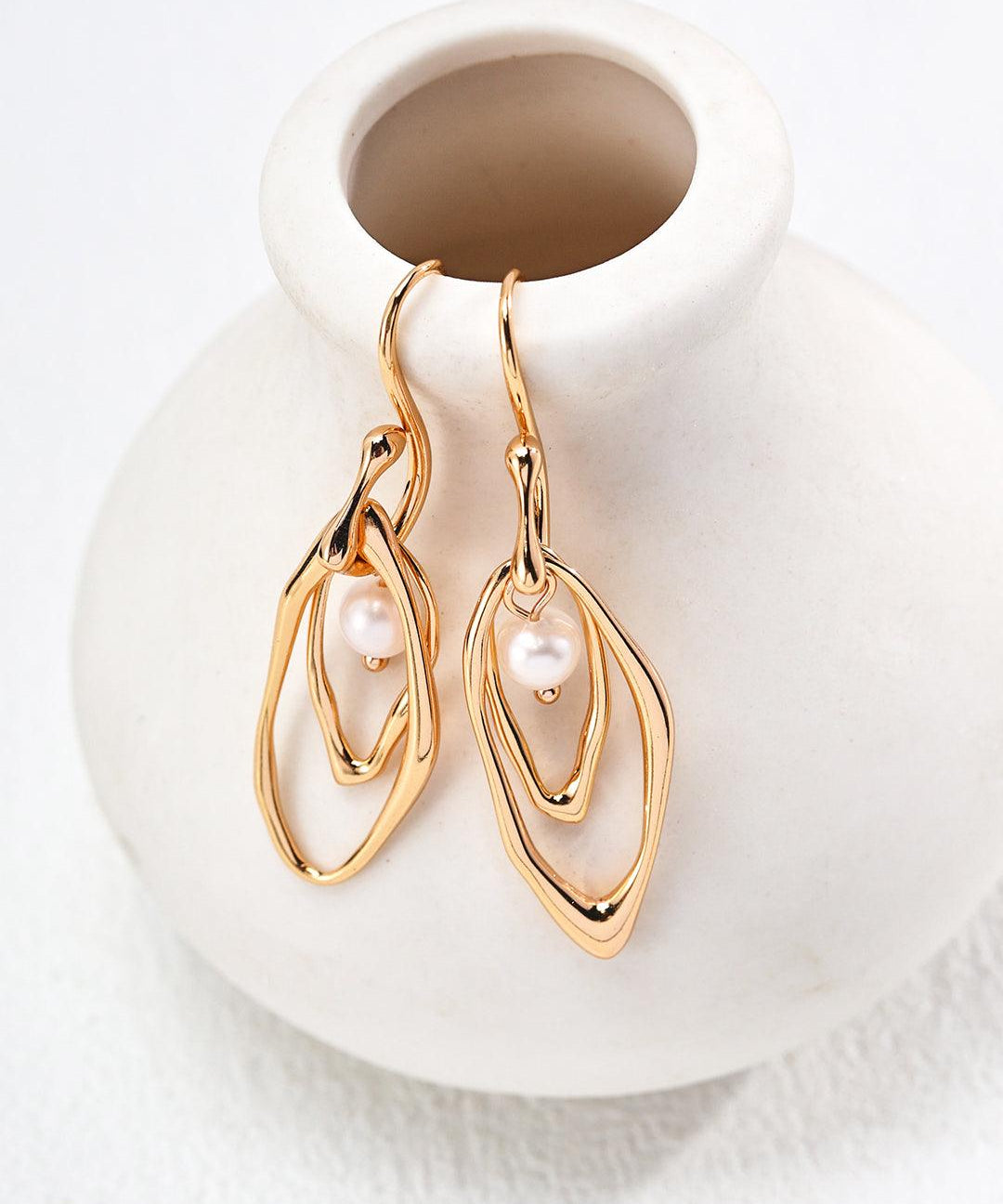 Irregular Natural Freshwater Pearl Earrings - Gembea Jewelry