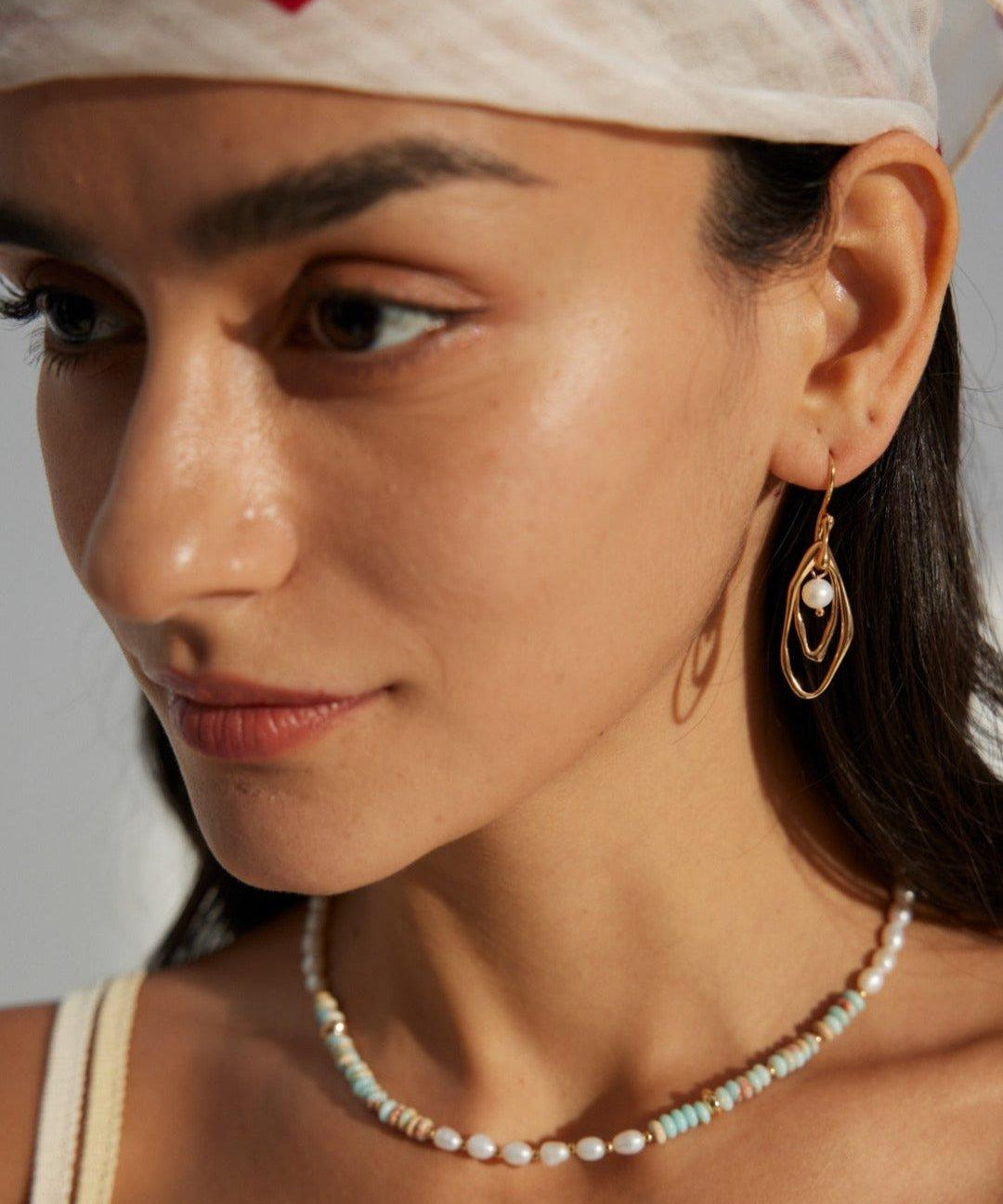 Irregular Natural Freshwater Pearl Earrings - Gembea Jewelry