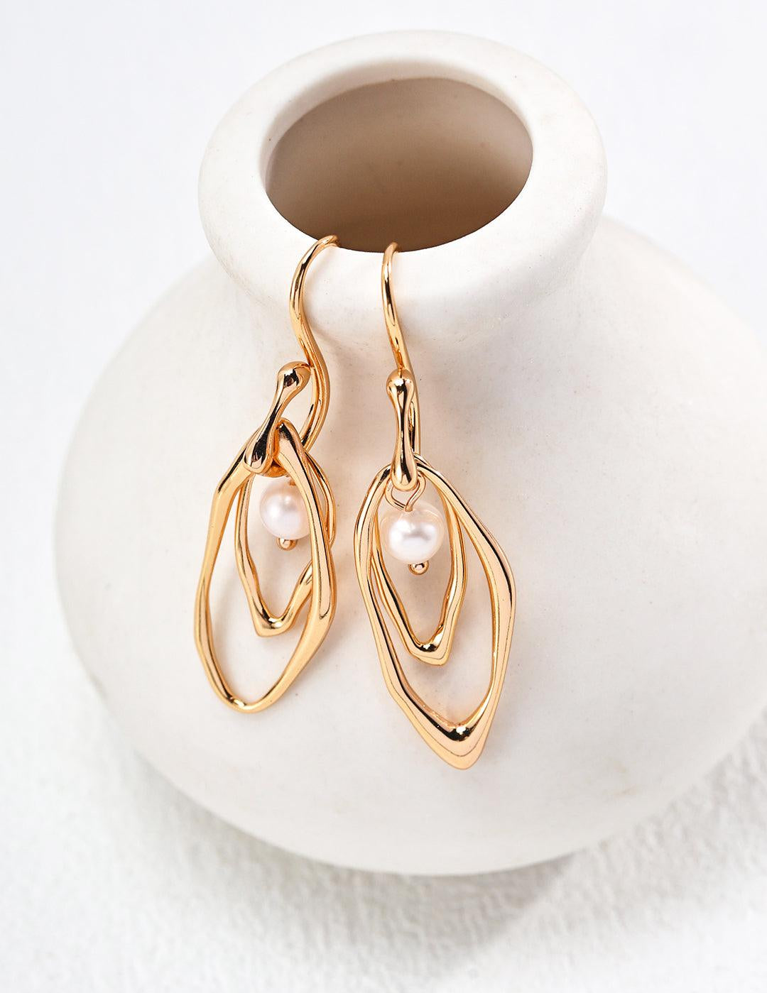 Irregular Natural Freshwater Pearl Earrings - Gembea Jewelry