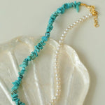 Irregular Turquoise Freshwater Pearl Necklace - Gembea Jewelry