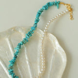 Irregular Turquoise Freshwater Pearl Necklace - Gembea Jewelry