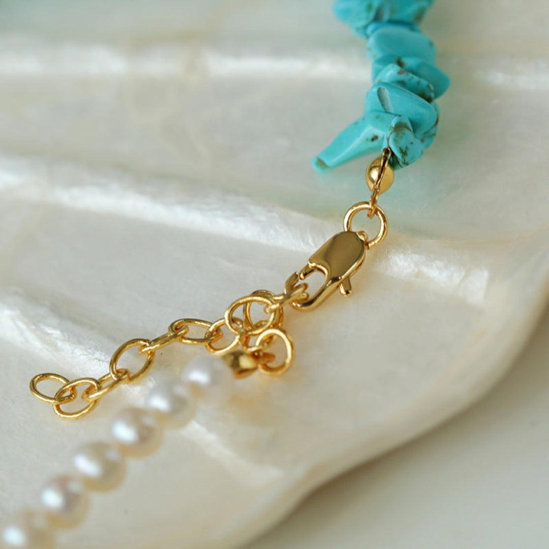Irregular Turquoise Freshwater Pearl Necklace - Gembea Jewelry
