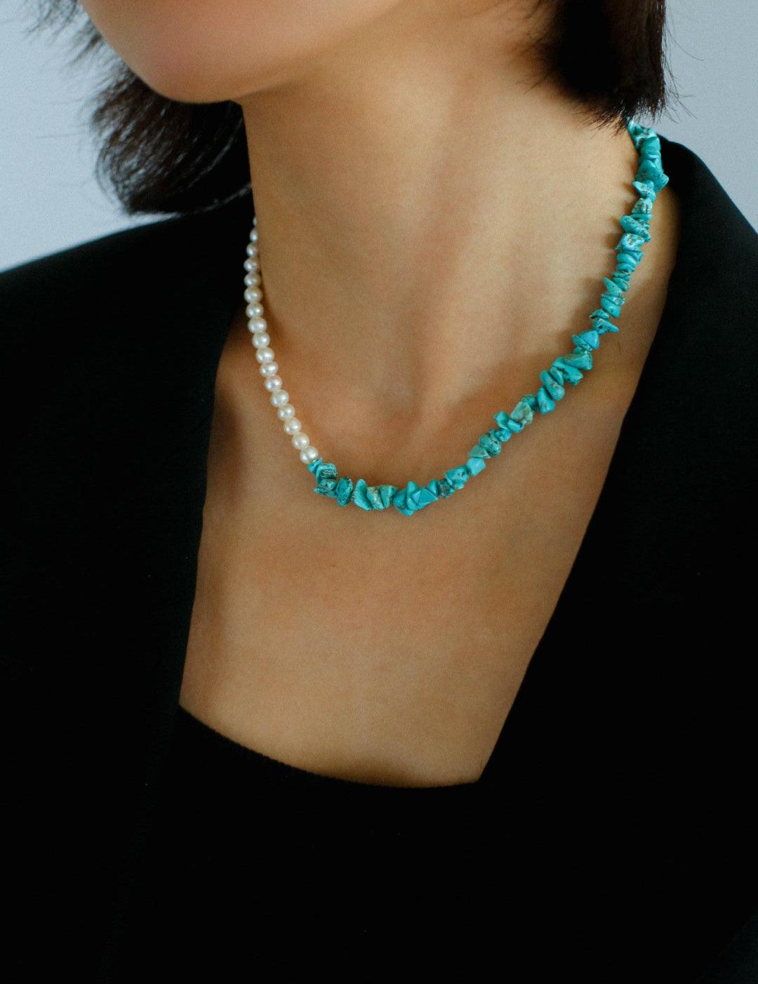 Irregular Turquoise Freshwater Pearl Necklace - Gembea Jewelry