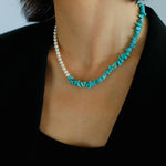 Irregular Turquoise Freshwater Pearl Necklace - Gembea Jewelry
