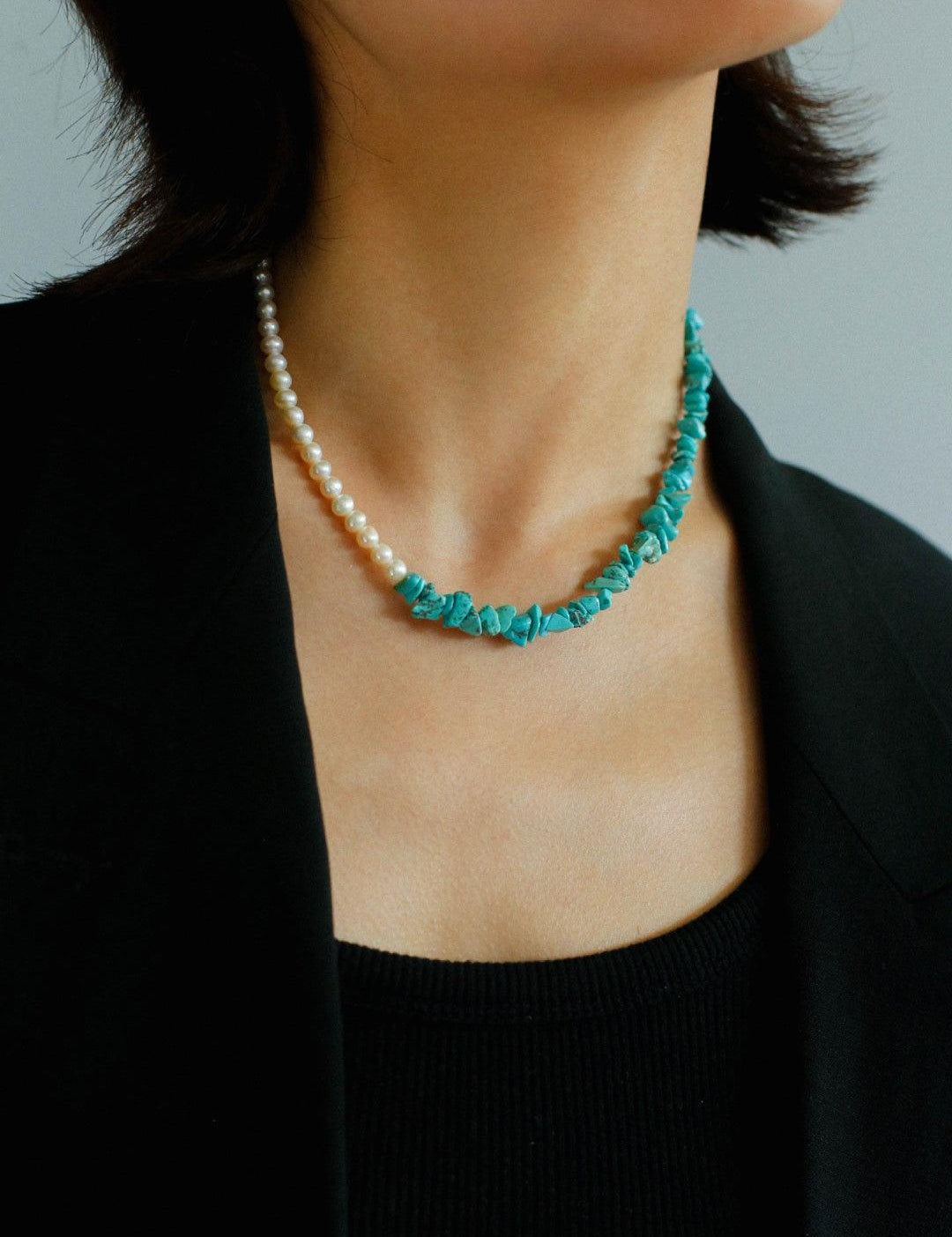 Irregular Turquoise Freshwater Pearl Necklace - Gembea Jewelry