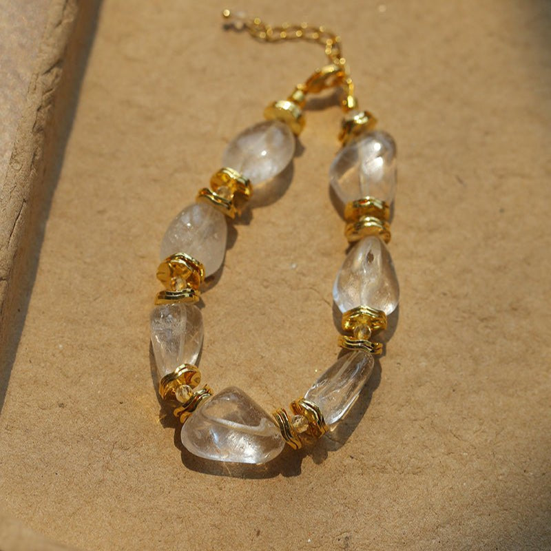 Irregular White Crystal Beaded Bracelet gembea jewelry