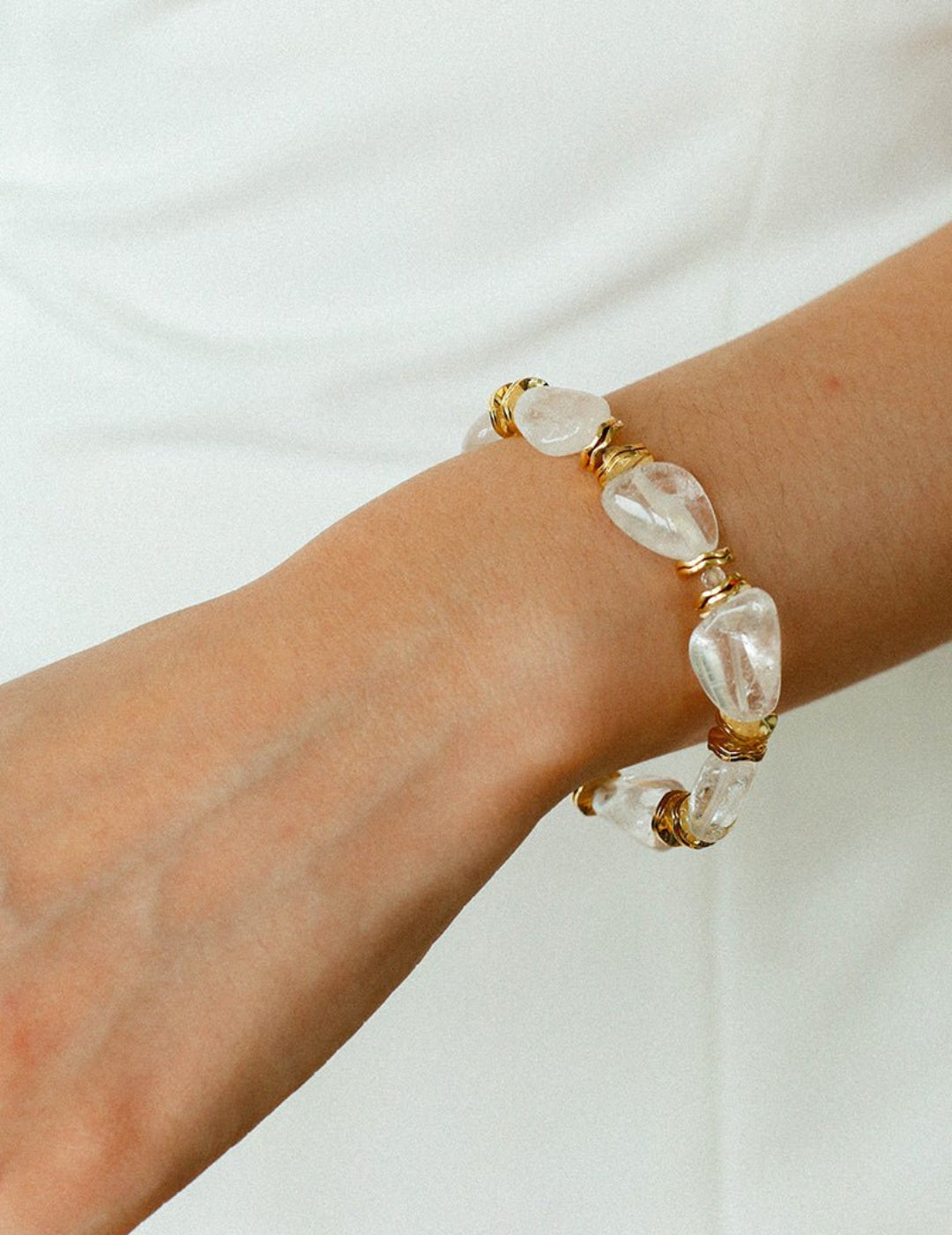 Irregular White Crystal Beaded Bracelet gembea jewelry