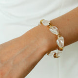 Irregular White Crystal Beaded Bracelet gembea jewelry