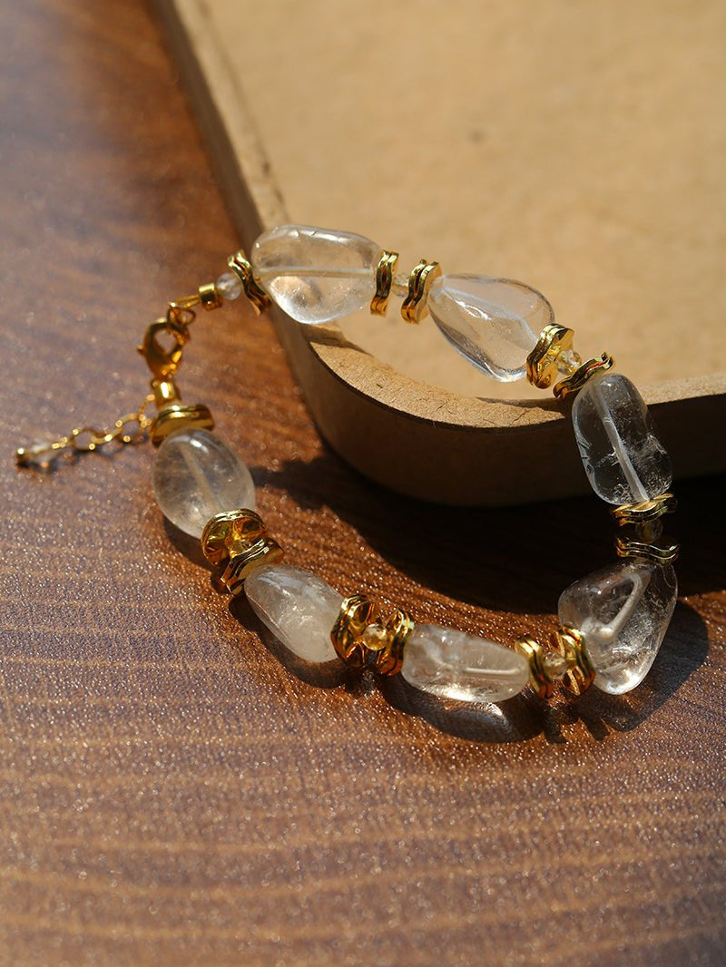 Irregular White Crystal Beaded Bracelet gembea jewelry