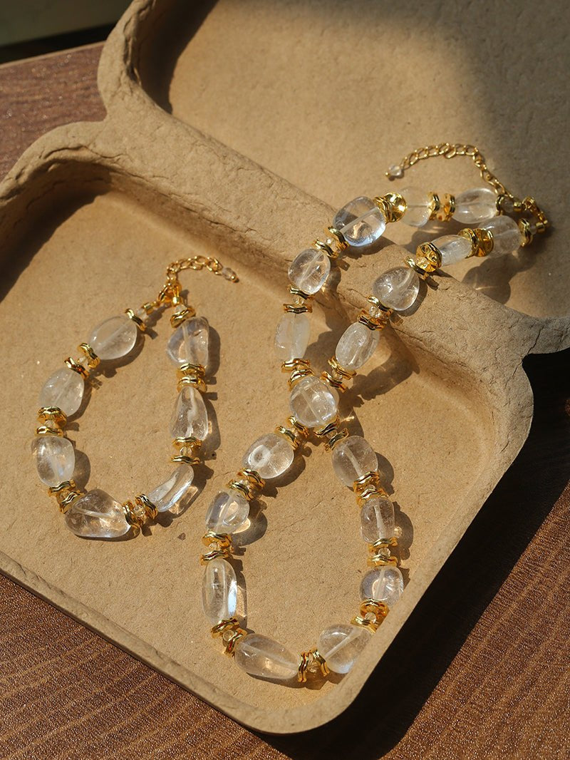 Irregular White Crystal Beaded Bracelet gembea jewelry