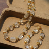 Irregular White Crystal Beaded Bracelet gembea jewelry