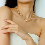 Irregular White Crystal Beaded Bracelet gembea jewelry
