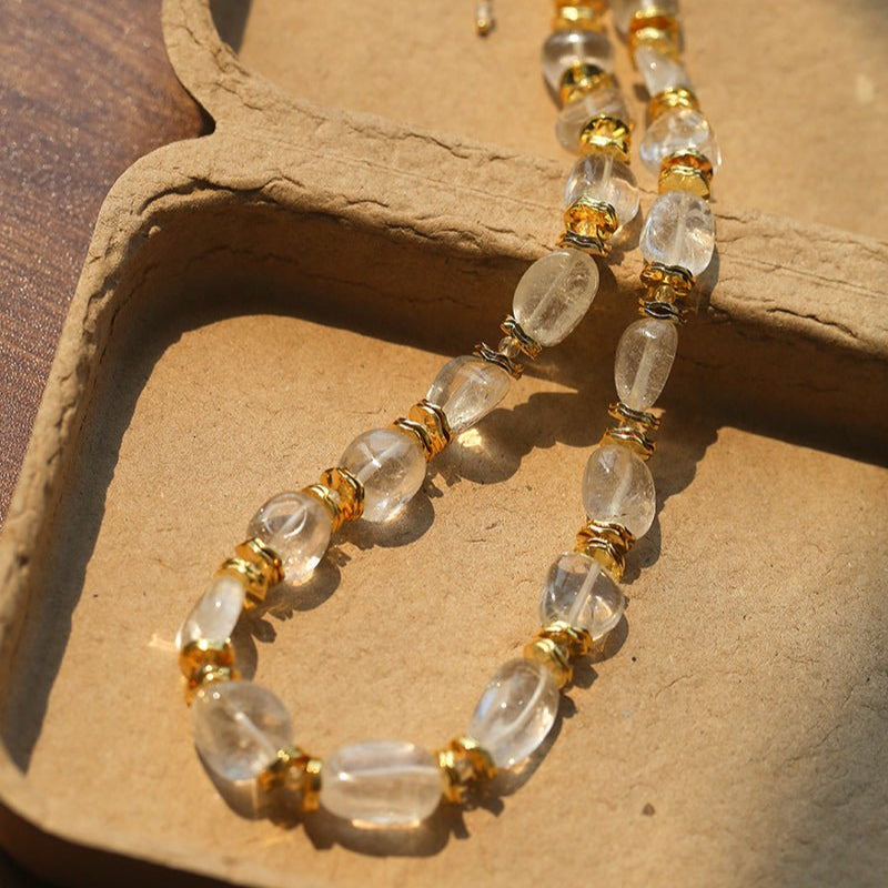 Irregular White Crystal Beaded Necklace gembea jewelry