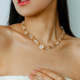 Irregular White Crystal Beaded Necklace gembea jewelry