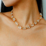 Irregular White Crystal Beaded Necklace gembea jewelry