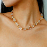 Irregular White Crystal Beaded Necklace gembea jewelry