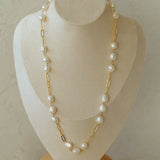 Overlay Natural Pearl Pendant Necklace