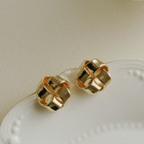 Knot Ribbon Gold Stud Earrings gembea jewelry