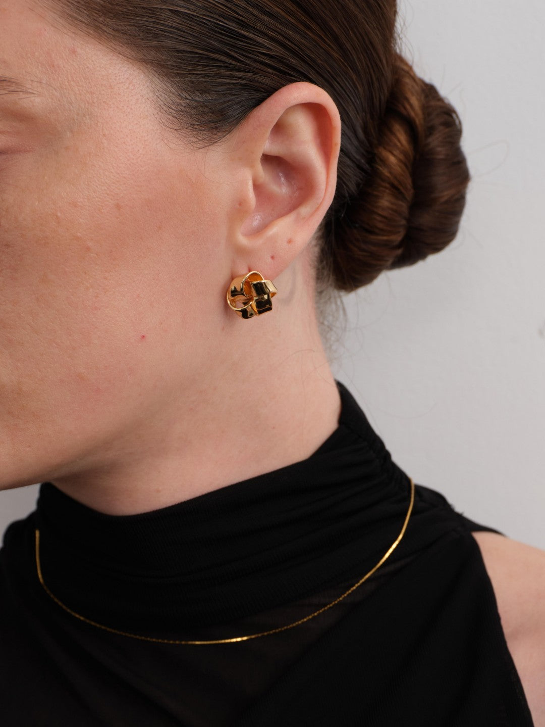 Knot Ribbon Gold Stud Earrings gembea jewelry